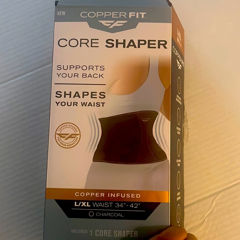Copper fit L/XL core shaper supports back shapes waist 34–42 charcoal